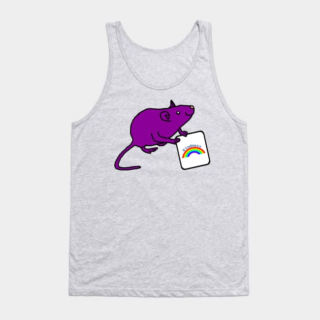 Purple Rat with Kindness Rainbow Sign Positivity Tank Top by ellenhenryart